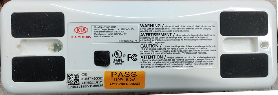 Переработка зарядного кабеля для Kia Niro из 110В на 220В